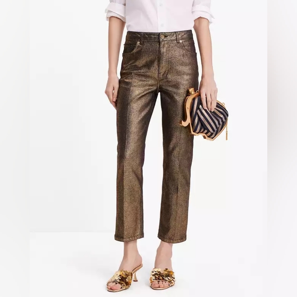 Kate Spade Metallic Straight Leg Denim Pant